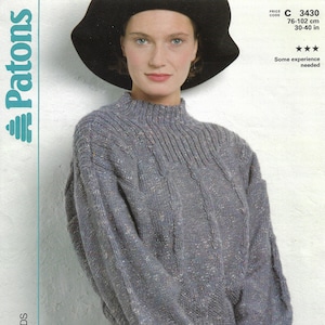Vintage 1980s Waverley DK Tweeds 76 - 102 cm (30 - 40 cali) Jednostronicowa instrukcja robienia na drutach z kompletnym wzorem - NATYCHMIASTOWE POBIERANIE