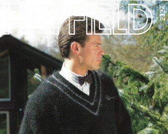 Vintage 1980s, Mans V Neck Sweater in sizes 36 to 44 in chest, 9 to 12 balls, Knitting Pattern, INSTANT DOWNLOAD