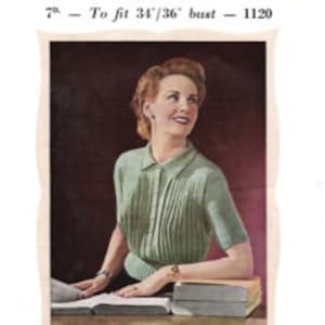 Vintage jaren 1940 breipatroon voor een geplooide damesblouse voor een buste van 34&quot;/36&quot; - INSTANT DOWNLOAD