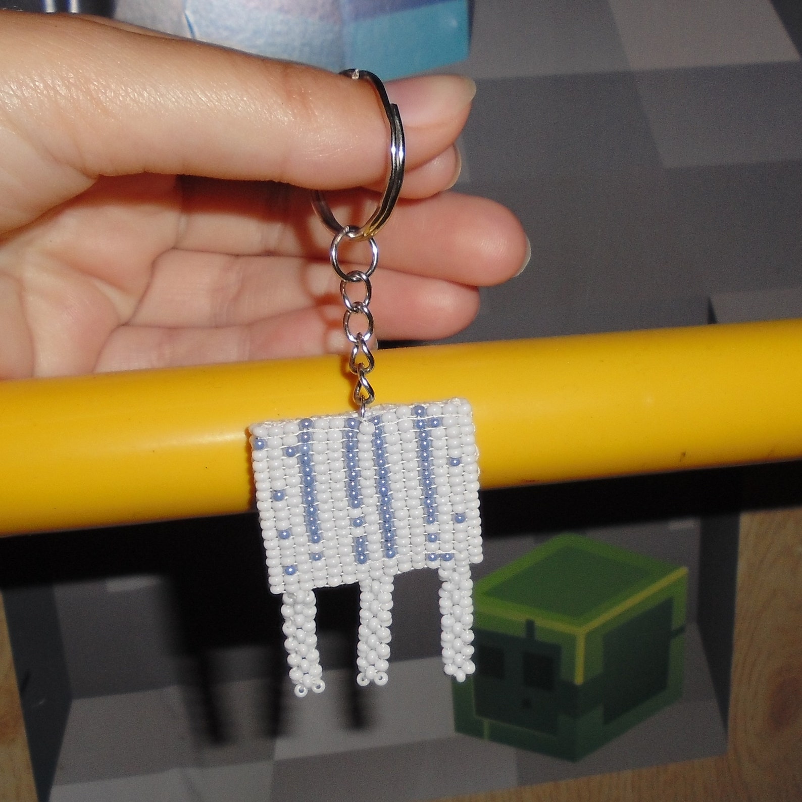 Minecraft keychain Ghast flat Etsy