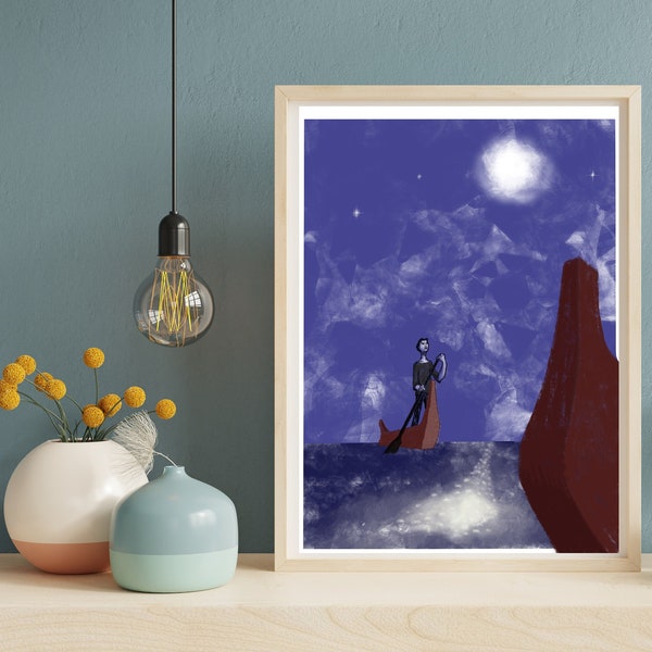 Digital illustration poster digital creation The star ferryman 21x30 cm