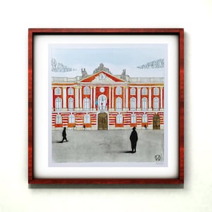 Watercolor Place du Capitole, Toulouse, 20 x 20 cm, print
