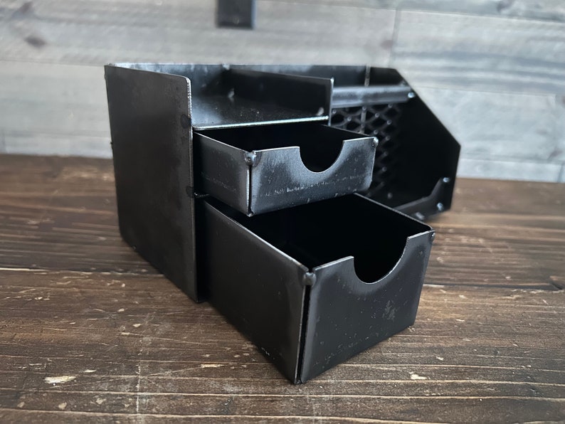 Industrial Steel Desk Organizer 2 Drawer Office Caddy Etsy