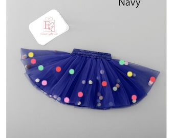 Navy coronation day Baby Tutu, pom pom skirt