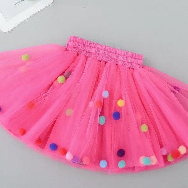 Pink fun girls tutu, Bright pink Pom Pom design