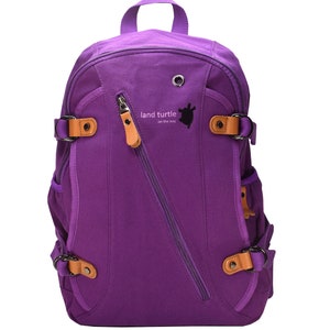 Land Turtle Casual Canvas Backpack 25l Travel City University Trip Laptop Deep Purple