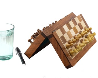 ROOGU Jeu d'échecs Tableau magnétique 10 '' Mini Figures 1,75 '' Fait à la main Inde Bois d'acacia Buis