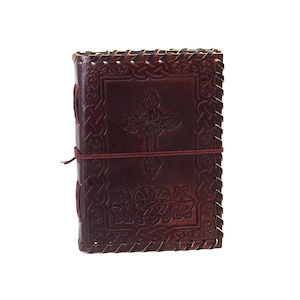 Taccuino Carta di Cotone Vintage Attraversare Bibbia Fatta a Mano in India Pelle di Bufalo