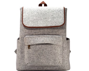 ROOGU Grey Buddy * Backpack Felt Lightweight 20l Handmade in India Daypack