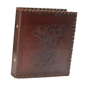 Árbol de Familia - Archivador Anillas A5 Cuero Piel Genuina Hecho Mano India
