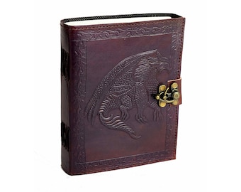 Dragon Tales - Vintage Buffalo Leather Journal Cotton Paper Handmade India