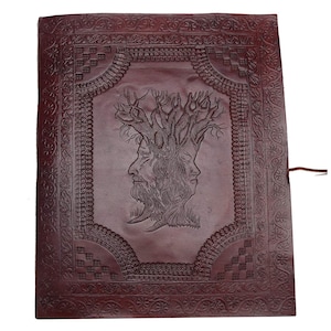The Family Tree - XXL Vintage Buffalo Leather Journal Guest- Note- Sketchbook Cotton Paper Handmade