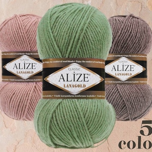 Knitting Yarn Alize Lanagold Classic %49 Wool 51 Acrylic Crochet Yarn 100gr 240m 3.53oz 273.4yds 3 ply Yarn DK Yarn Wool Blend Yarn