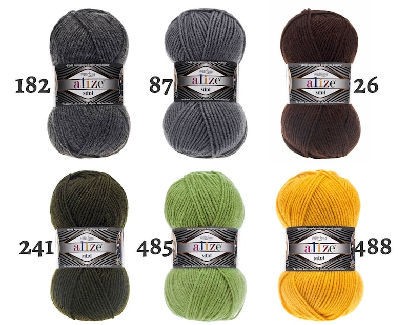 Alaze Label Alize Superlana Midi Yarn: 25% Wool, Worsted Weight - Etsy