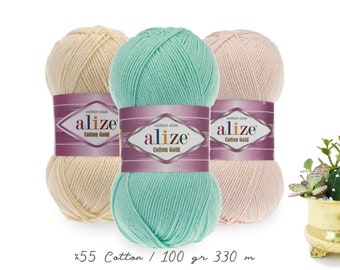 Hilo Alize Cotton Gold, mezcla de algodón al 55 %, peso deportivo