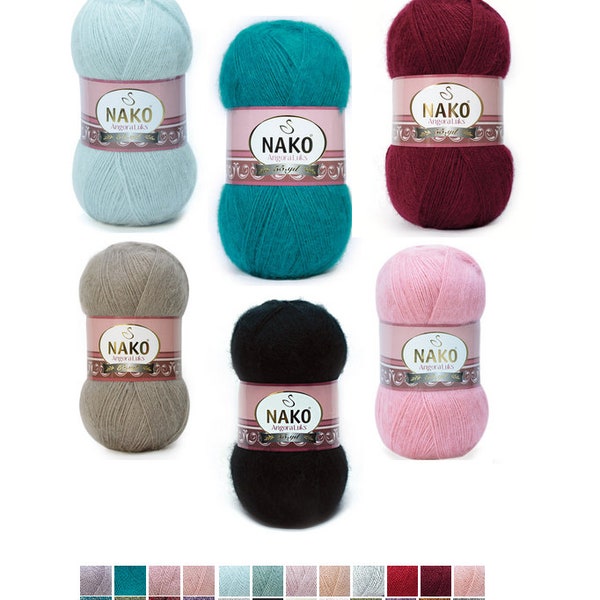 Yarn Nako Angora Luks, Nako Yarn, Nako Angora Lux Yarn, Wool Yarn, Mohair, Crochet Yarn, Nako Angora Luks, Yarn For Pullover, 100g 550m Yarn