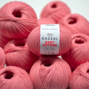 Gazzal Baby Cotton Yarn, Amigurumi Cotton Yarn, Baby Yarn, Cotton Acrylic Blend Yarn, Crochet Yarn, Gazzal Yarn, 50 g 165 m, 1.76 oz 180 yd