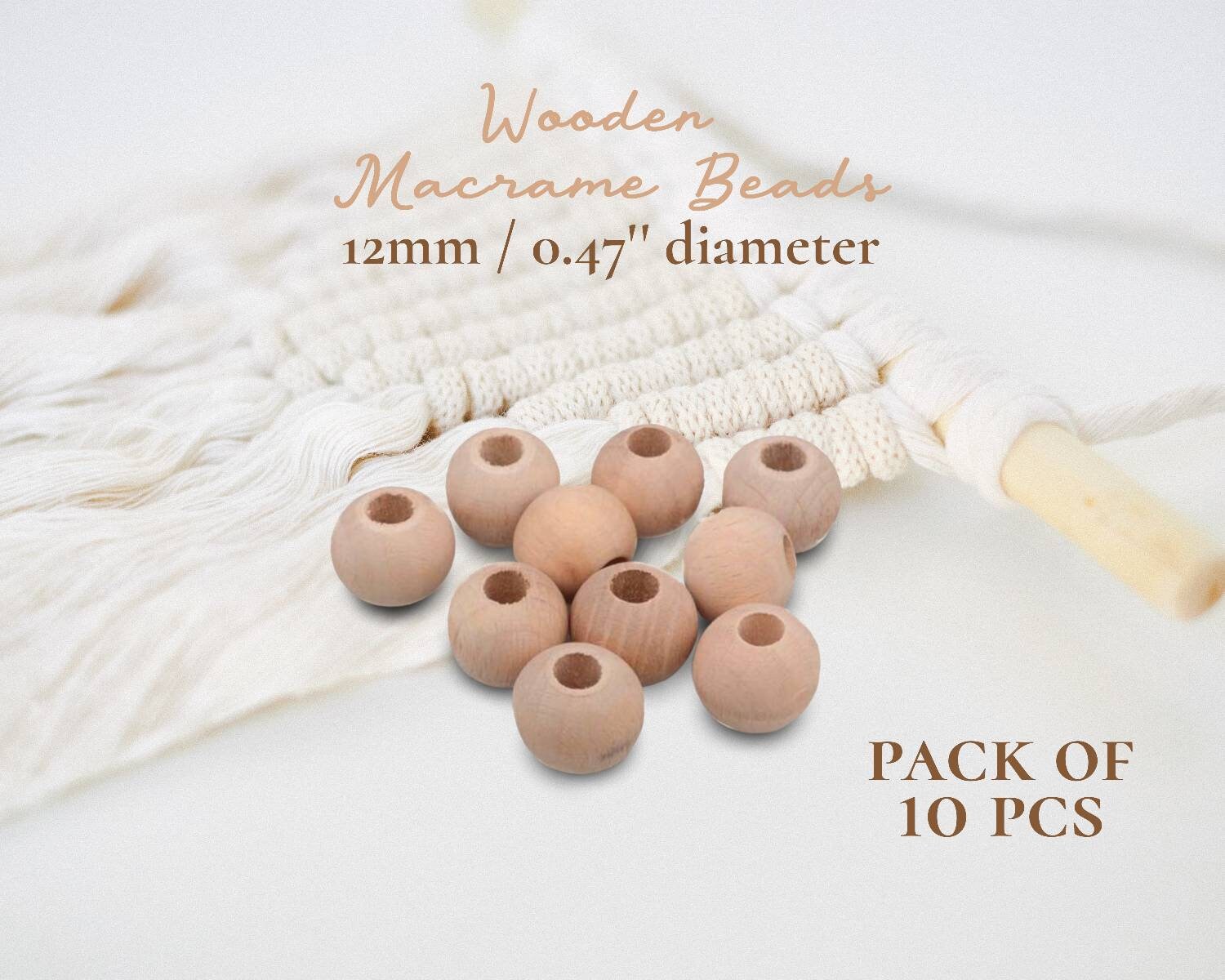 Macrame Beads Large Hole 12mm Wooden Beads Macrame Beads 5mm Etsy