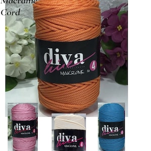 Makramee Kordel, Dicke Makramee Kordel, 2-3 mm Makramee Garn, Diva Makramee No4, Makramee Garn für Tasche, Garn zum Häkeln, Kammgarn Makramee Kordel,Taschen Garn