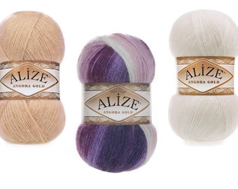 Alize Angora Gold Yarn, Alize Angora Gold Batik Yarn, Wool Blend Fingering Yarn, 100gr/550m
