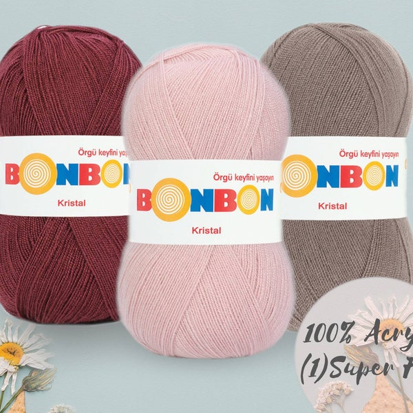 Nako Bonbon Kristal Yarn, 2 ply, Fine Yarn, Crochet Yarn, Woman Glove Yarn, Crochet Yarn, 100g 475m 3.52oz 519yd Yarn Nako Bonbon Crystal