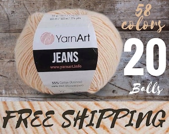 Włóczka YarnArt Jeans Cotton Blend, 20 motków, do robienia na drutach dla niemowląt