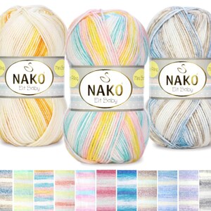 Yarn Nako Elit Baby Mini Batik, Farbverlauf Baby Yarn Anti Pill Acryl Yarn, Multicolor, 100 gr 3.53 oz, 250 m 273 yd, Babygarn Nako Yarn