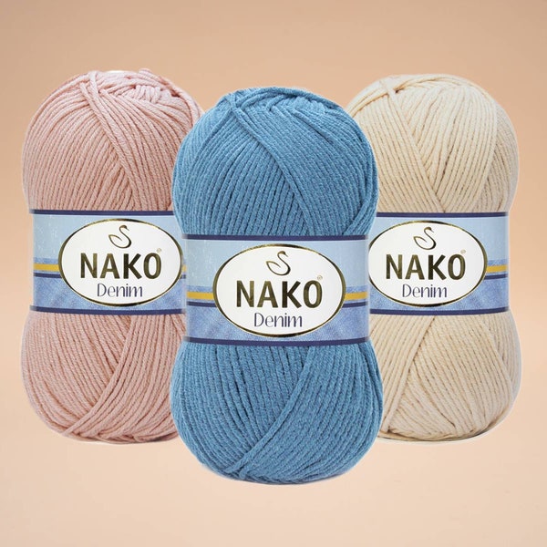 Nako Denim Yarn, Cotton Yarn, Crochet Yarn, Nako Yarn, Yarn For Sweater, Cotton Acrylic Yarn, Yarn for Vest, Worsted Yarn, 100g 3.52oz 10ply