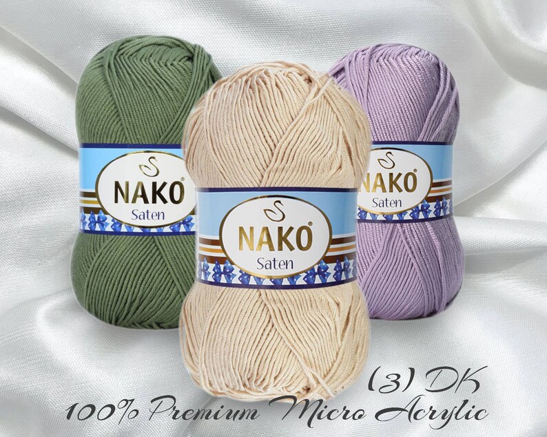 Nako Saten Micro Akrylgarn, 100g, Stickning Virkning bild 1