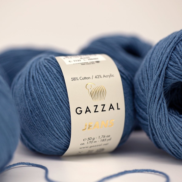 Garn, Jeans Garn, Gazzal Jeans Garn, Amigurumi Garn, Baumwollmischgarn Für Amigurumi, Häkelgarn, 50g 170m Gazzal Garn