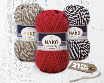 Nako Spaghetti Yarn for Knitting Wool Blend Yarn 100 g, 3.53 oz Yarn 60 m / 65yard yarn chunky yarn bulky yarn crochet yarn yarn for sweater