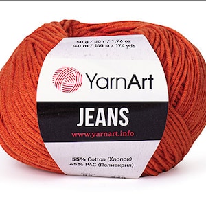 Yarnart Jeans, Yarn Art Jeans, Cotton Yarn, Knitting Yarn, Crochet Yarn, Baby Yarns, Yarn for Cardigans, Yarn for Babies, 50g160m1.76oz174yd