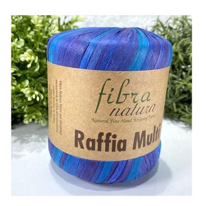 Fibra Natura Rafia Multi, Filato Rafia, Filato di rafia, Cavo di carta Macrame, 35g 1.23 oz 80m 87yd, Paglia di rafia naturale, Filato di cestino, Filato decorativo