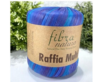 Fibra Natura Raffia Multi, Yarn Raffia, Raffia Yarn, Paper Macrame Cord, 35g 1.23 oz 80m 87yd, Natural Raffia Straw, Basket Yarn, Decor Yarn