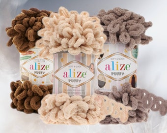 Hilo Alize Puffy Loop: Hilo suave para mantas, para tejer a mano, sin aguja