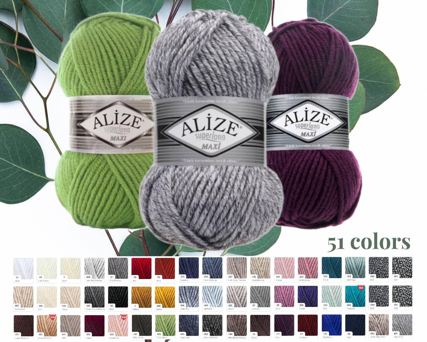 Chunky Yarn Alize Superlana Maxi Yarn Bulky Yarn Wool Blend Yarn Heavy Warm Winter Spring Yarn Wool Blend 100 gr 3.53 oz 100 mt 109.36 yd