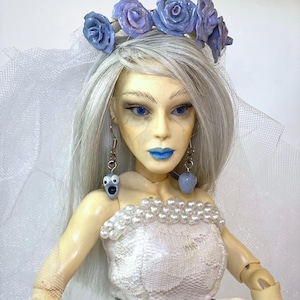 OOAK BJD Artist Bride Doll: 1/4 Scale Resin Gothic Wedding Doll with 3 Faces
