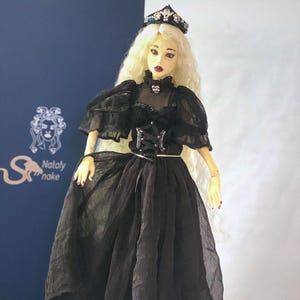 OOAK BJD Doll 1/4 - Gothic Artist Resin Ball Jointed Doll - Poseable Handmade Doll 34.5 cm - Faceup, Wig, Outfit Included