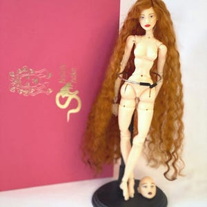 OOAK BJD кукла 23 см с 2 лицами, рыжим париком и макияжем – шарнирная художественная кукла, напечатанная на 3D-принтере в коробке – коллекционная ручная работа от Nataly Snake
