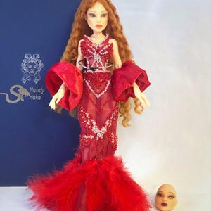 Кукла BJD 1/4 - 34,5 см с дополнительным лицом – красное платье, шарнирная модная кукла – шарнирная 3D-печатная кукла OOAK