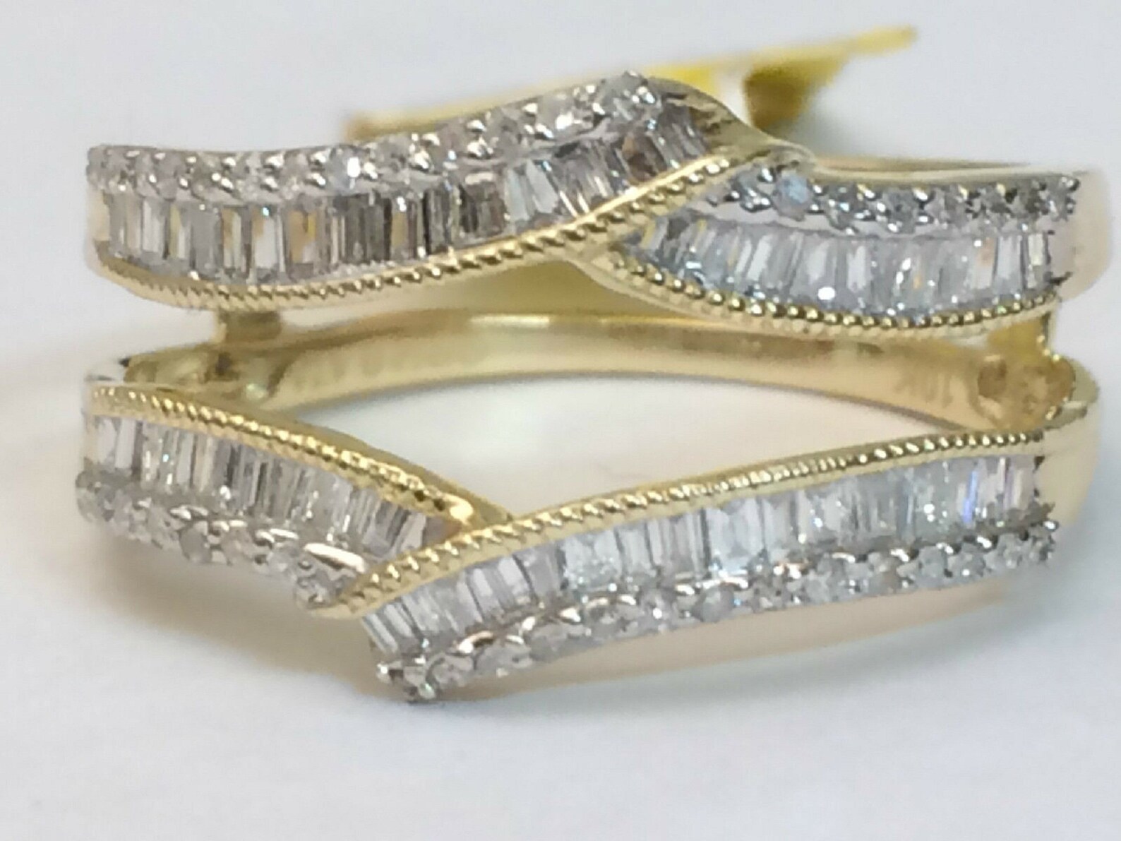 0.75ct Baguette & Round Simulated Diamonds Ring Guard Wrap Etsy