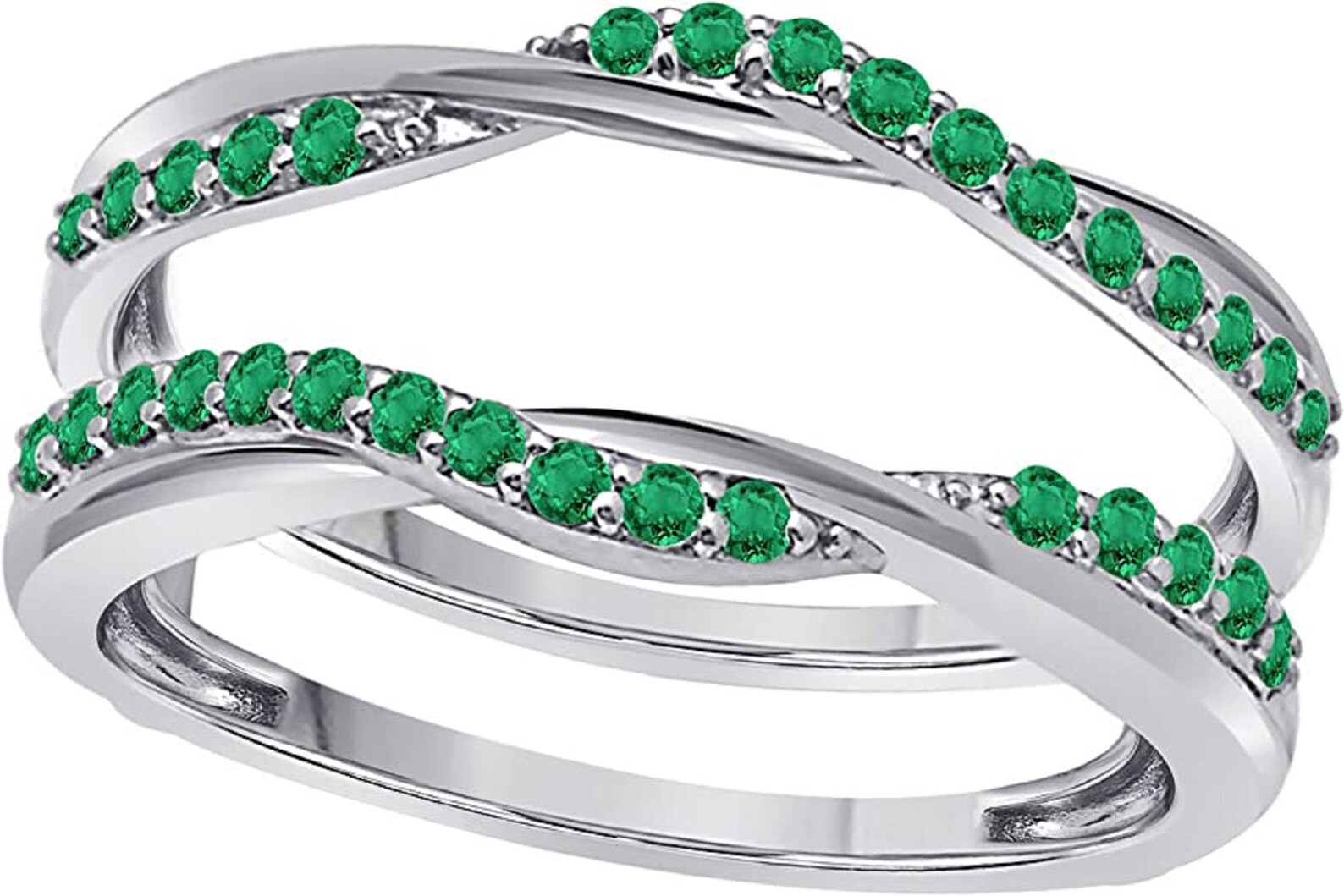 0.70Ct Green Emerald Enhancer Wedding Wrap Ring Guard Solid Etsy