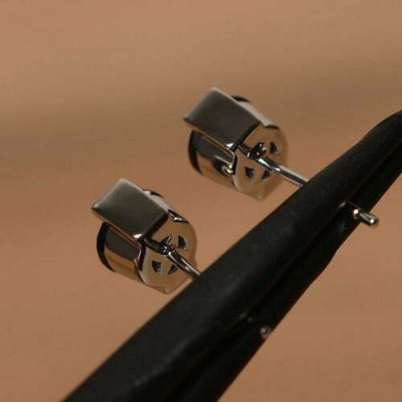4Ct Round Blue Synthetic Sapphire Push Back Solitaire Stud Earrings Solid Silver 18K White Gold Finish
