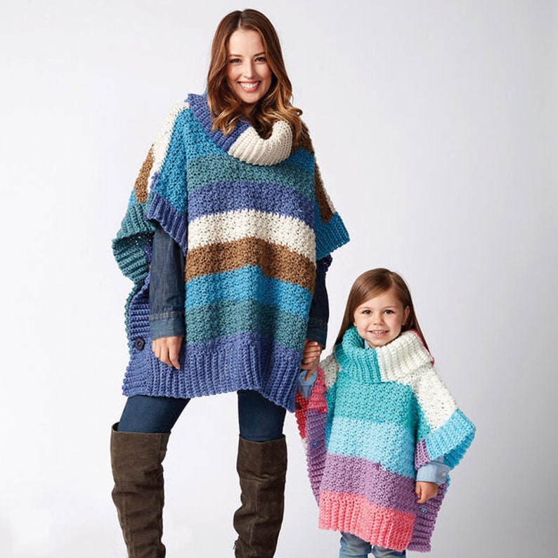SNOW QUEEN Pdf file Easy crochet pattern Mom And Her girl Crochet PONCHOS