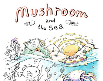 Printable Coloring Book &quot;Mushroom and The Sea&quot; Coloring book pages for adults and kids / Instant Download