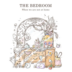 Printable Coloring Book "The Bedroom" Coloring book pages for adults and kids / Instant Download