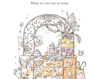 Printable Coloring Book &quot;The Bedroom&quot; Coloring book pages for adults and kids / Instant Download