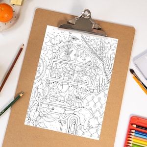 Utskrivbar målarbild för vuxna "Vintertupplur" Målarbild för vuxna