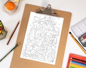 Fantasy Creatures Coloring Page: Printable Adult Art (PNG, JPG)