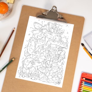 Printable Adult Coloring Page "Fantasy creatures" Coloring book page for adult